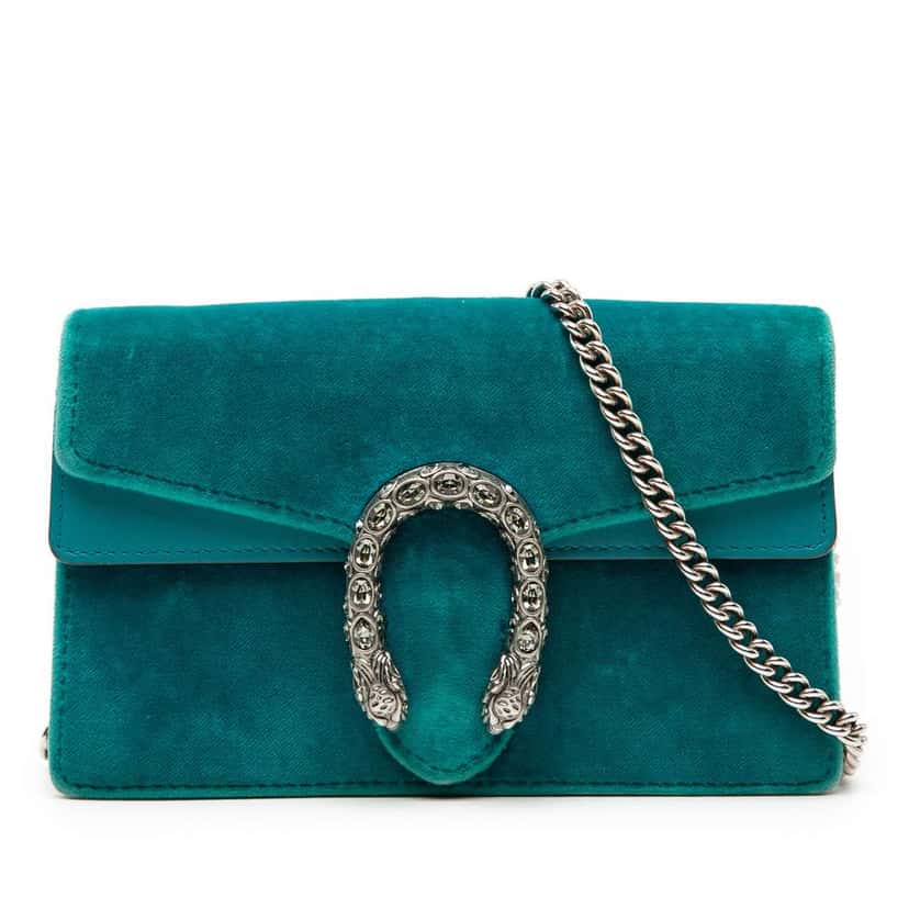 Gucci Mini Velvet Dionysus Crossbody Blue Velvet Very good condition - Front View
