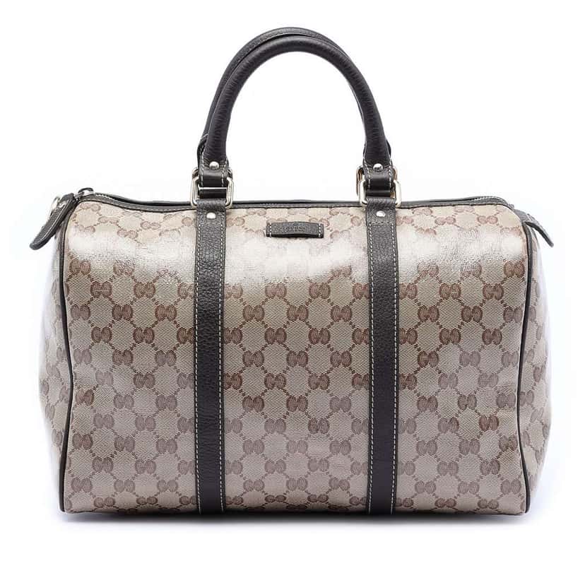 Gucci Medium GG Crystal Joy Boston Bag Brown Canvas Very good condition - Front View