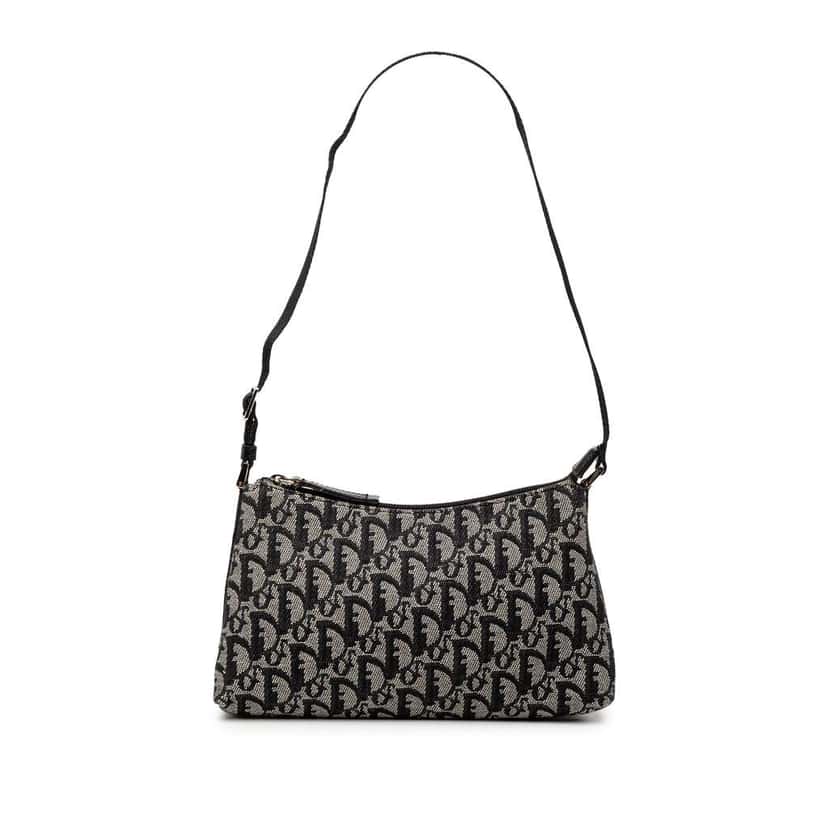Dior Diorissimo Trotter Canvas Shoulder Bag Black Canvas Very good condition - Front View