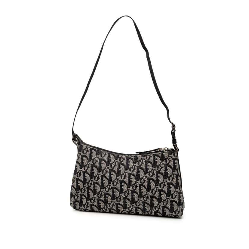 Dior Diorissimo Trotter Canvas Shoulder Bag Black Canvas Very good condition - Back View