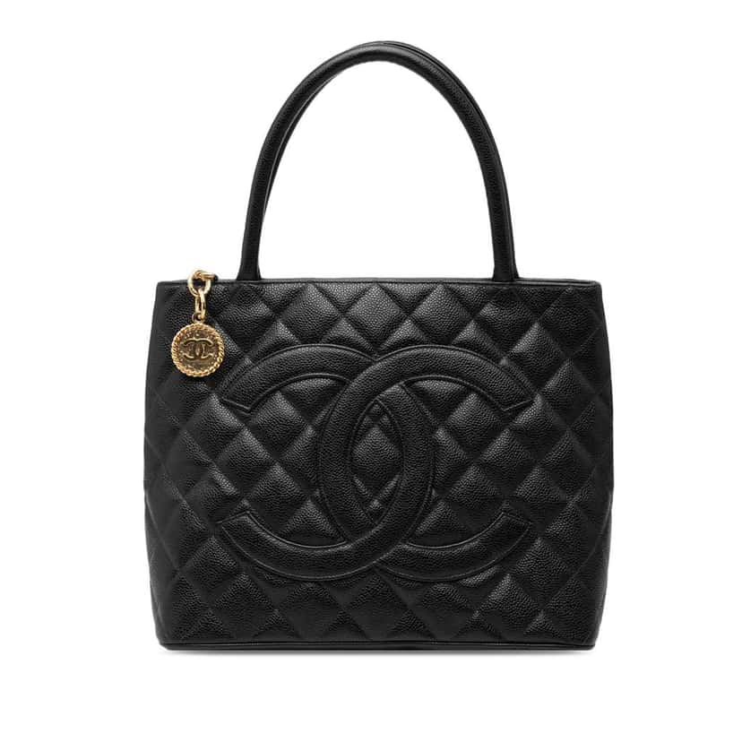 Chanel Caviar Medallion Tote Black Leather Very good condition - Front View