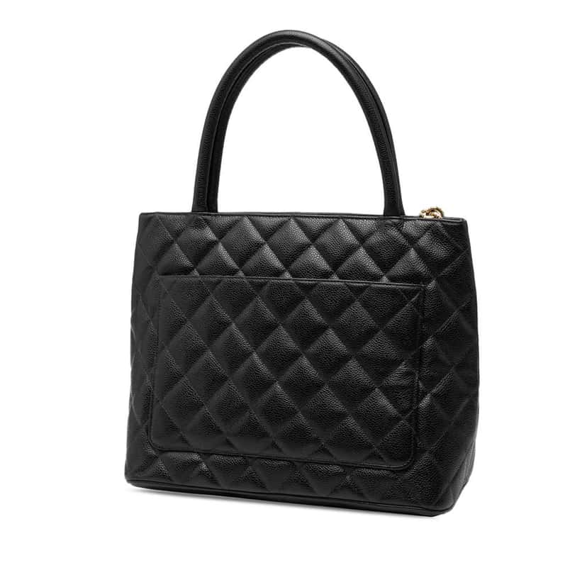 Chanel Caviar Medallion Tote Black Leather Very good condition - Back View