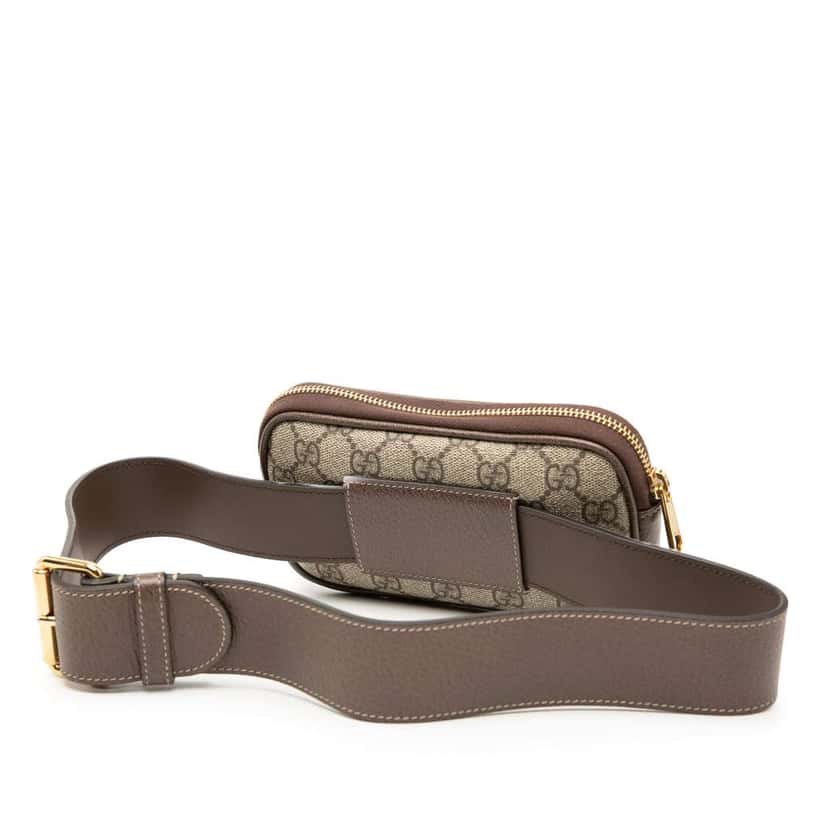 Gucci Small GG Supreme Web Ophidia Belt Bag Brown Canvas Very good condition - Back View