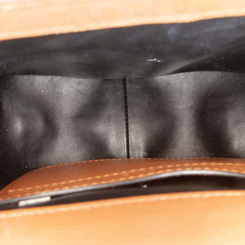 Chloé Mini Shearling and Calfskin Marcie Saddle Crossbody Brown Good condition - Model View