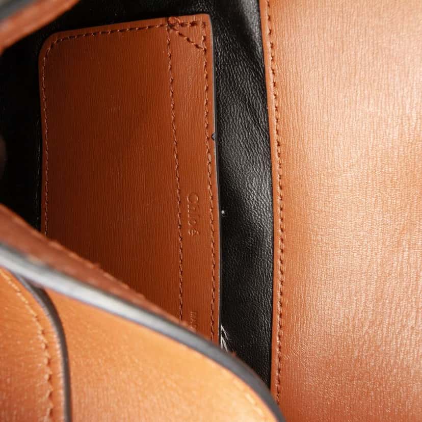 Chloé Mini Shearling and Calfskin Marcie Saddle Crossbody Brown Good condition - Box View