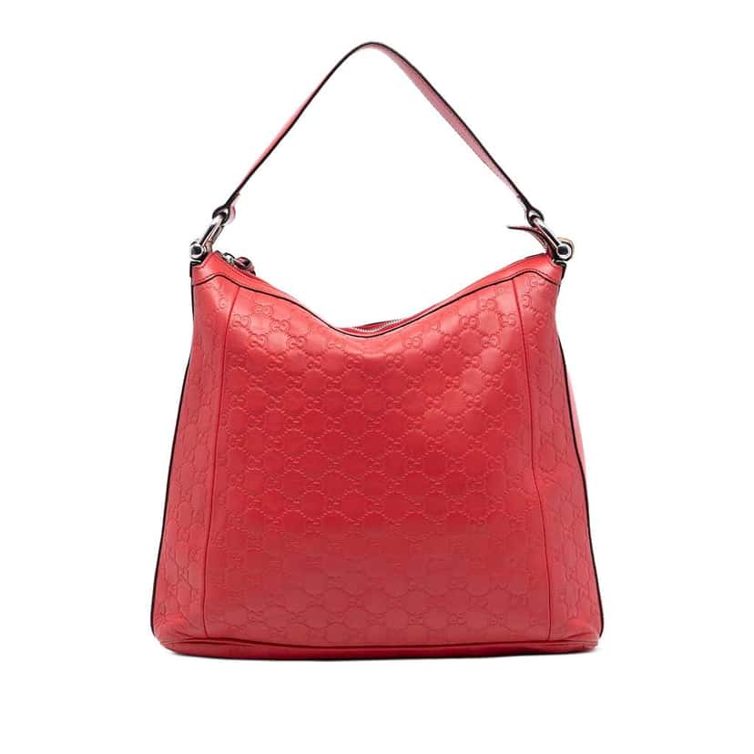 Gucci Guccissima Bamboo D Ring Hobo Red Leather Very good condition - Front View
