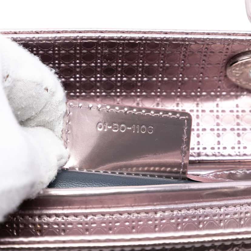 Dior Medium Metallic Patent Microcannage Lady Dior Pink Leather Good condition - Box View