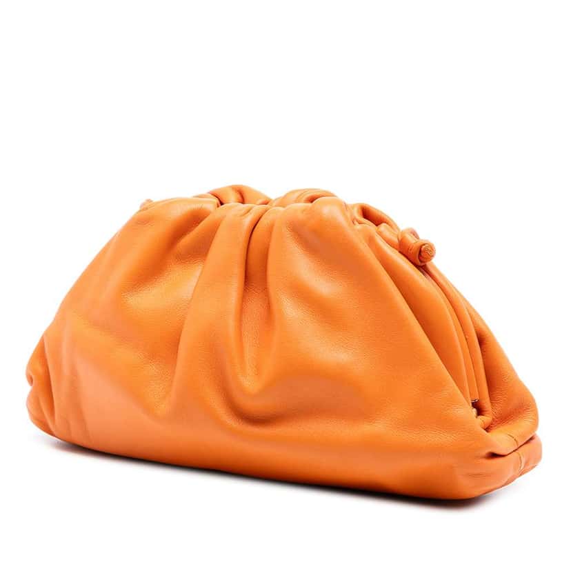 Bottega Veneta Lambskin The Mini Pouch Crossbody Orange Leather Very good condition - Back View