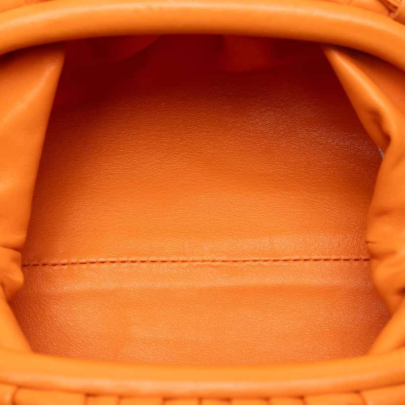 Bottega Veneta Lambskin The Mini Pouch Crossbody Orange Leather Very good condition - Model View