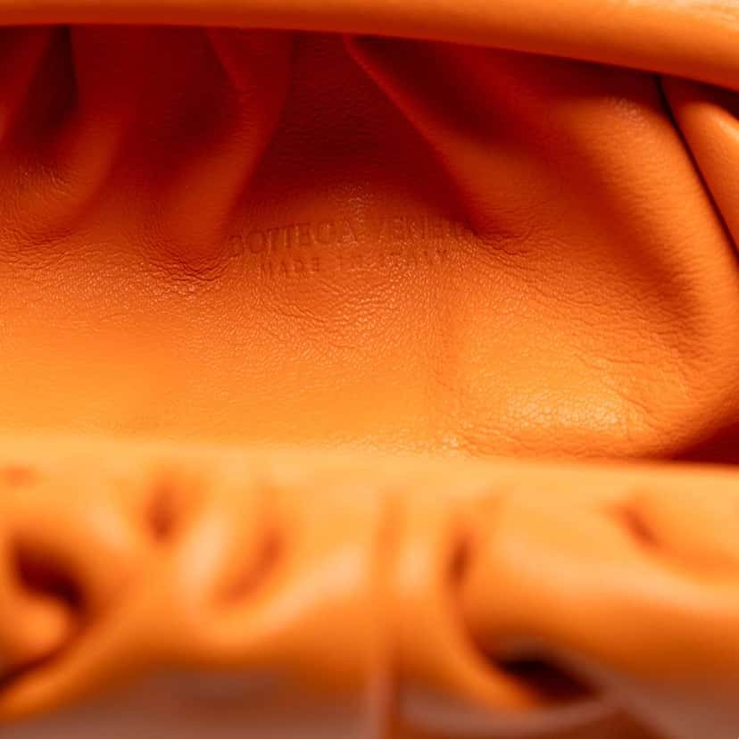 Bottega Veneta Lambskin The Mini Pouch Crossbody Orange Leather Very good condition - Box View