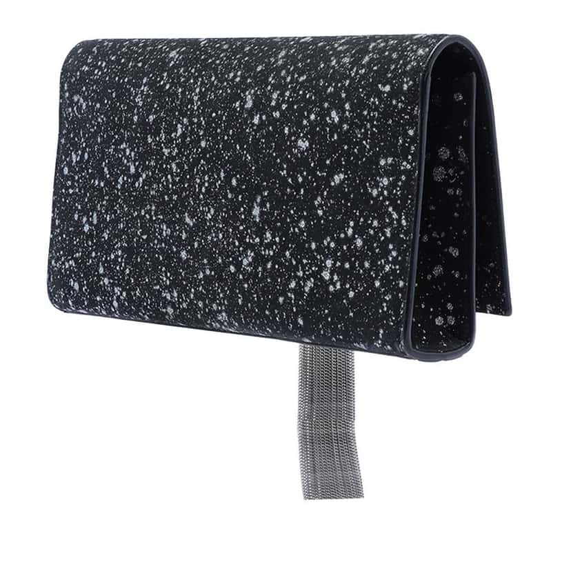 Saint Laurent Glittered Suede Monogram Kate Tassel Clutch Black Leather Good condition - Back View