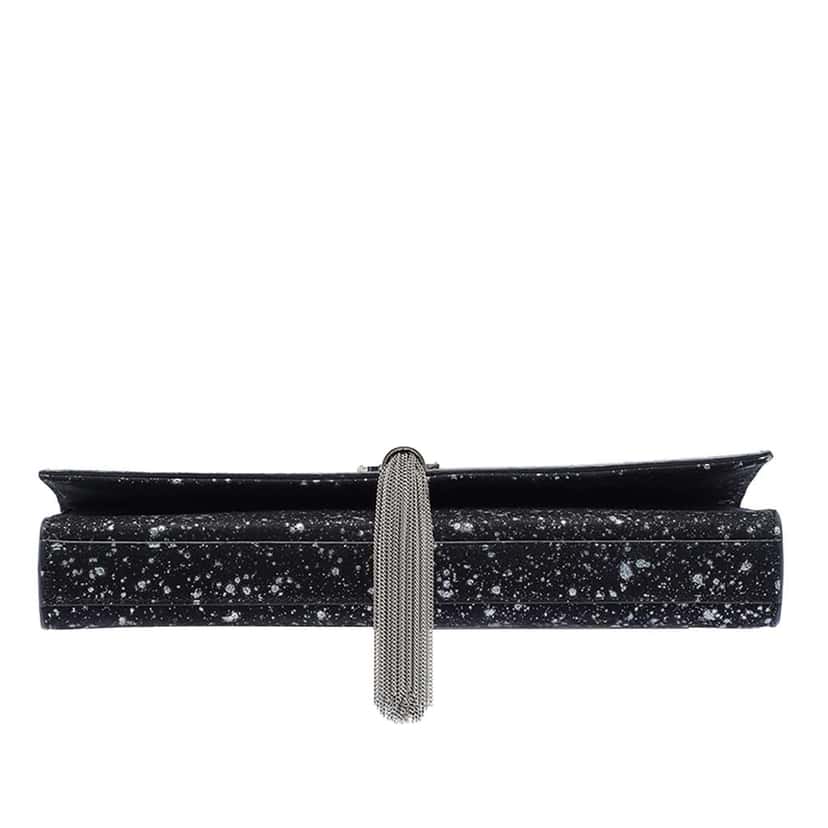 Saint Laurent Glittered Suede Monogram Kate Tassel Clutch Black Leather Good condition - Inside View