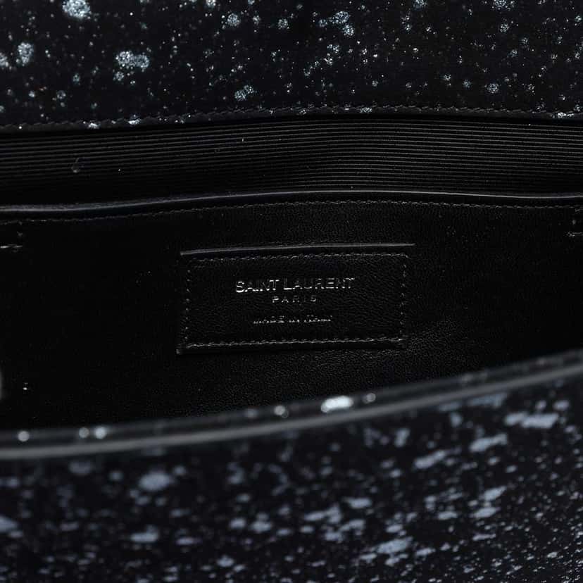 Saint Laurent Glittered Suede Monogram Kate Tassel Clutch Black Leather Good condition - Box View