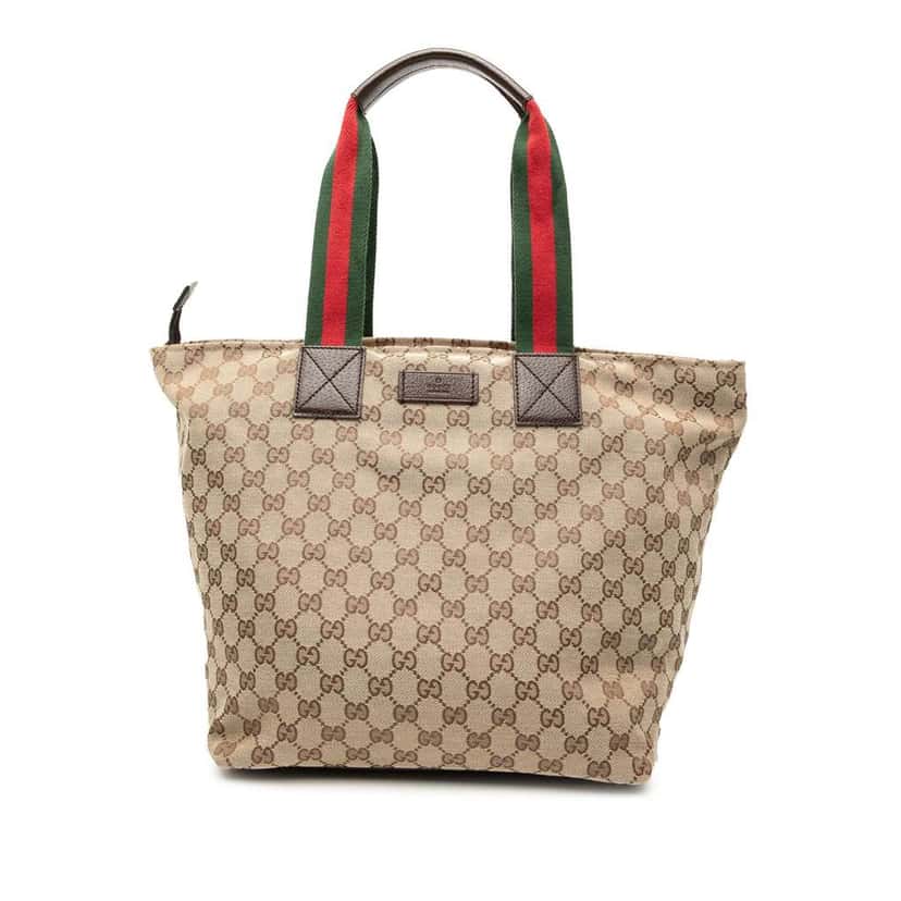 Gucci GG Canvas Web Tote Brown Canvas Very good condition - Front View