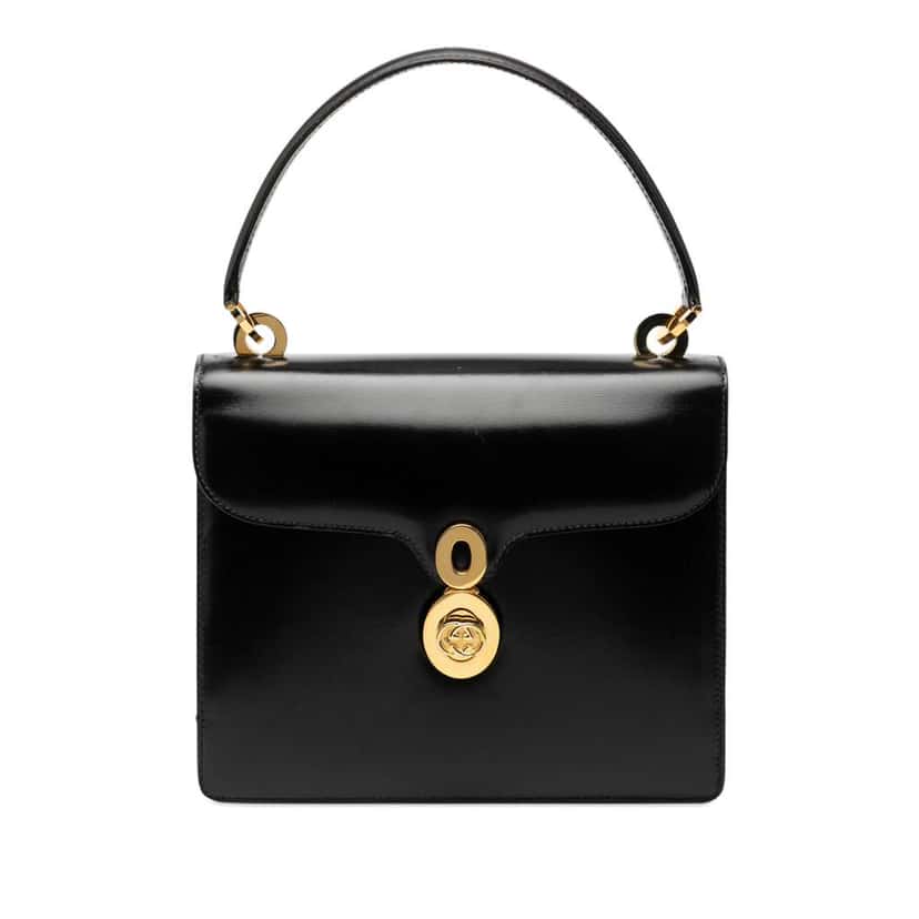 Gucci Smooth Leather Top Handle Bag Black Leather Good condition - Front View