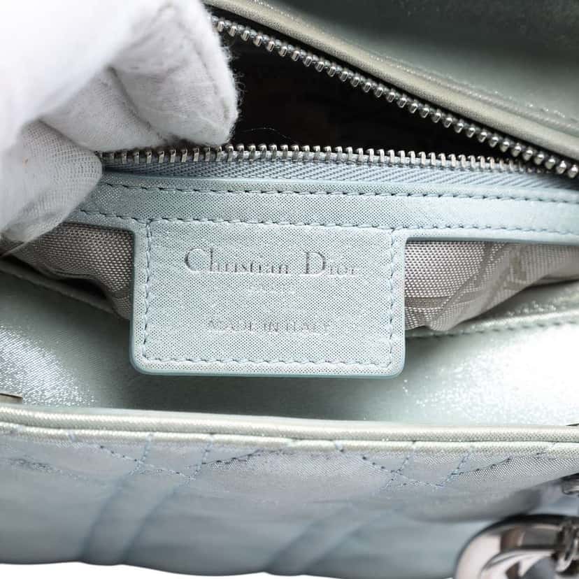 Dior Medium Iridescent Lambskin Cannage Lady Dior Blue Leather Good condition - Box View