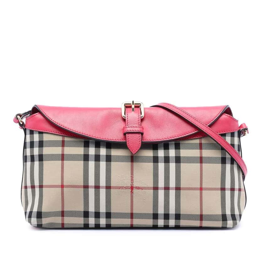 Burberry Haymarket Check Canvas Leah Crossbody Brown Canvas Very good condition - Front View