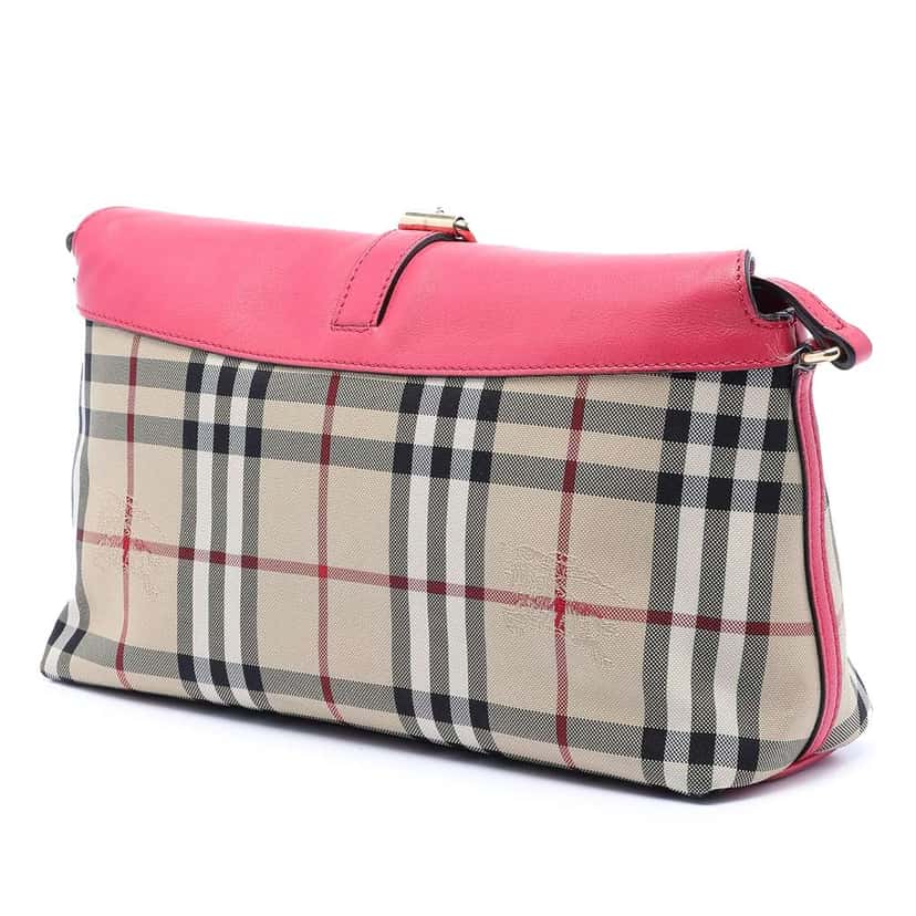 Burberry Haymarket Check Canvas Leah Crossbody Brown Canvas Very good condition - Back View