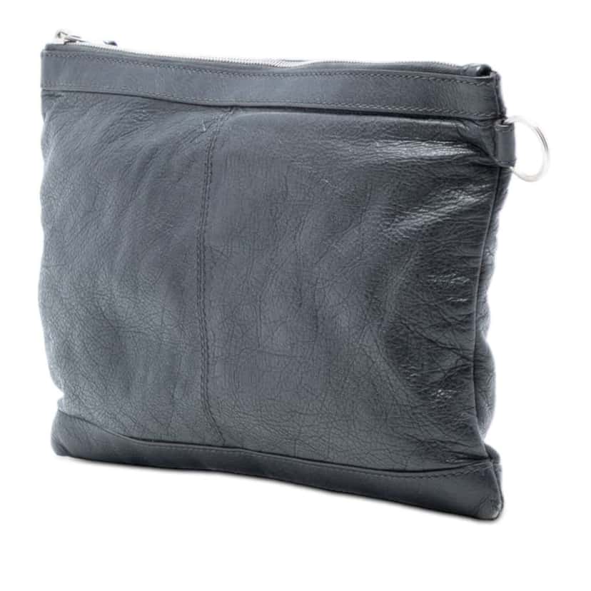 Balenciaga Lambskin Motocross Classic Clip M Clutch Grey Leather Very good condition - Back View