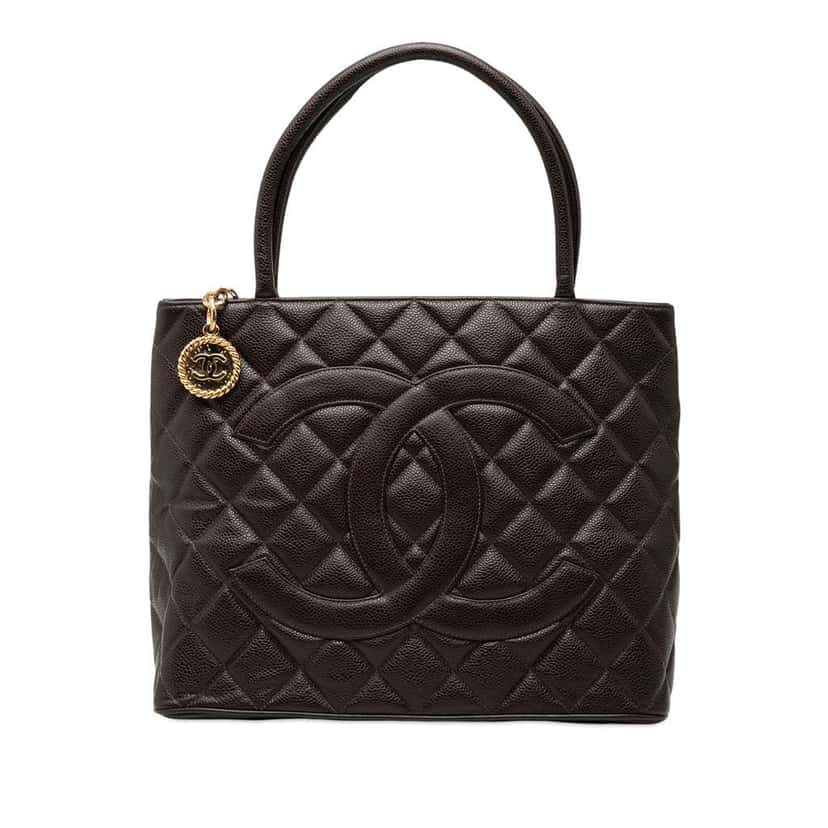 Chanel Caviar Medallion Tote Brown Leather Good condition - Front View