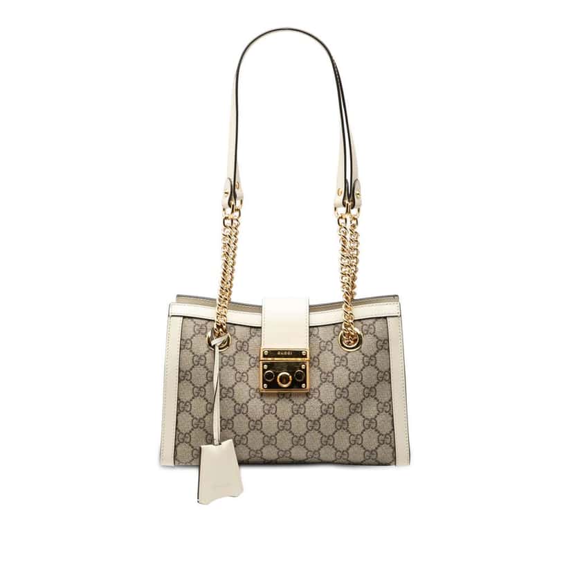 Gucci Small GG Supreme Padlock Tote Brown Canvas Very good condition - Front View