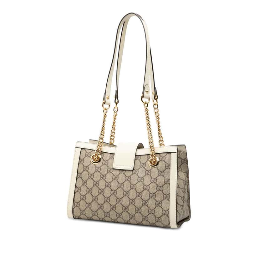 Gucci Small GG Supreme Padlock Tote Brown Canvas Very good condition - Back View