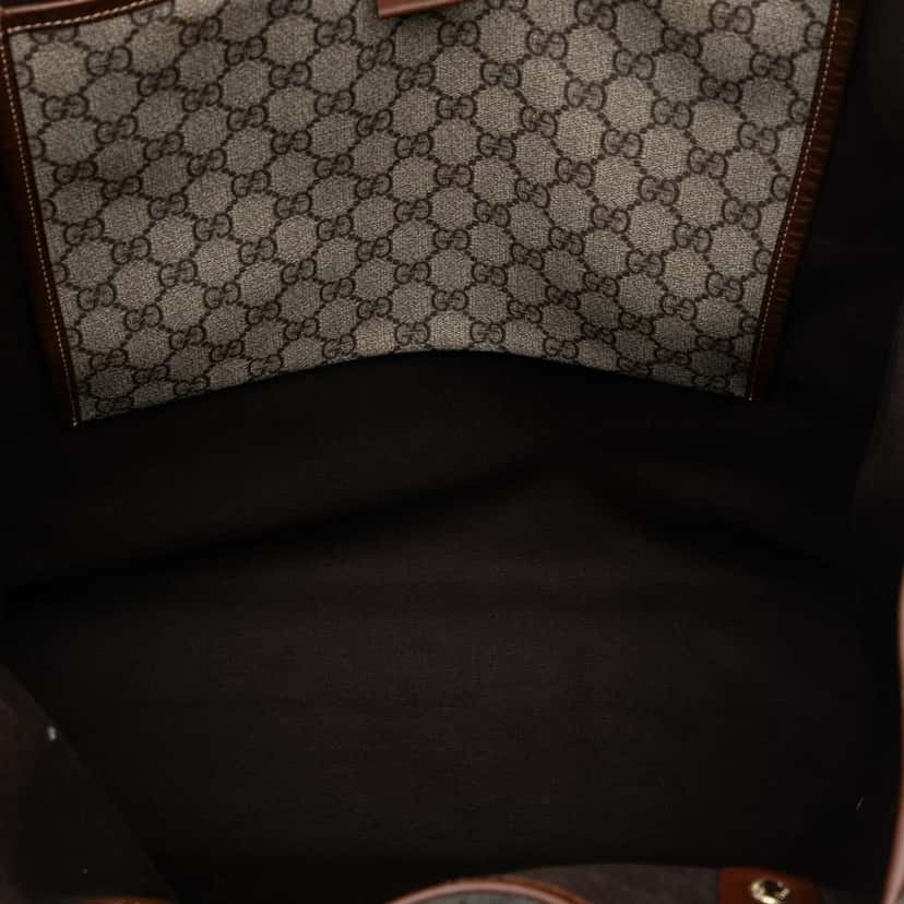 Gucci Large GG Supreme Web Loop Tote Brown Canvas Good condition - Model View