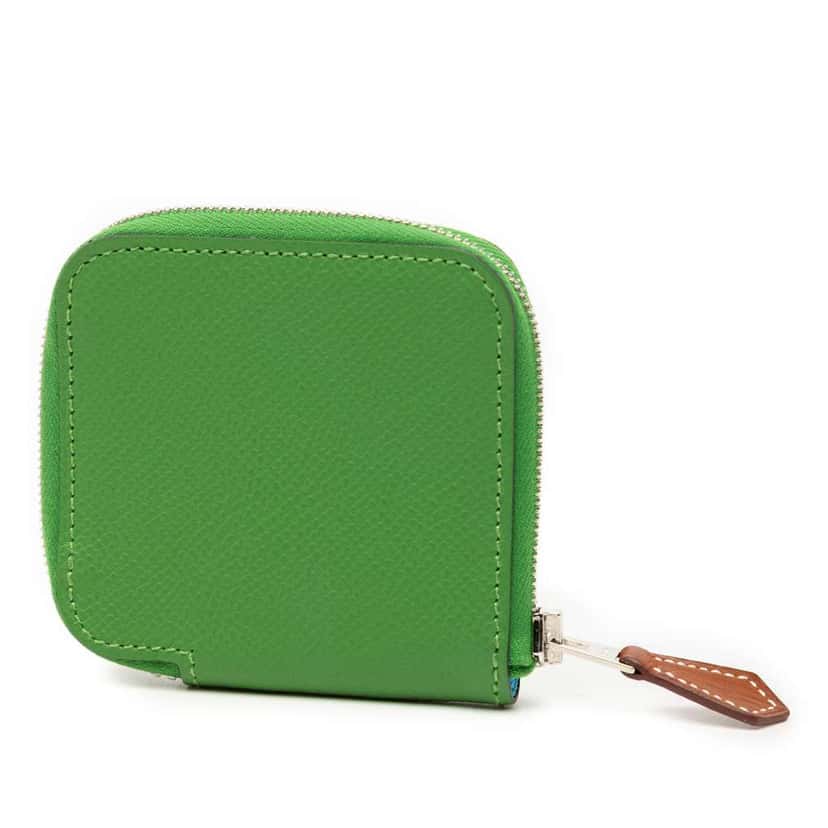 Hermès Epsom Azap Silk In Change Purse Green Leather Good condition - Back View