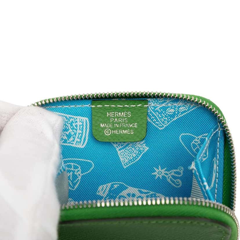 Hermès Epsom Azap Silk In Change Purse Green Leather Good condition - Box View