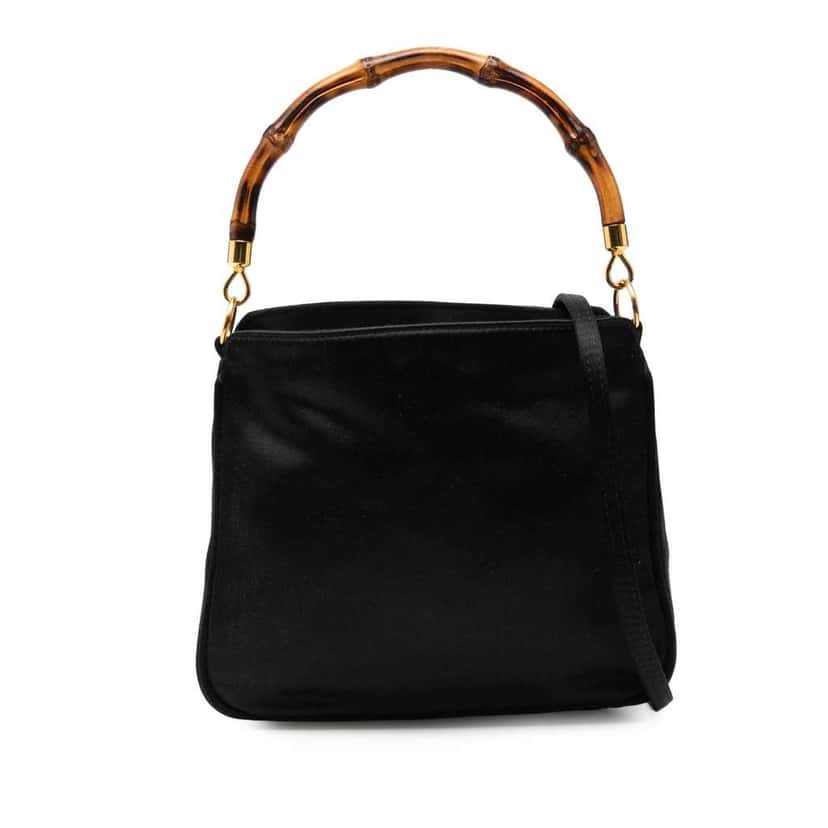 Gucci Bamboo Satin Satchel Black Satin Very good condition - Front View