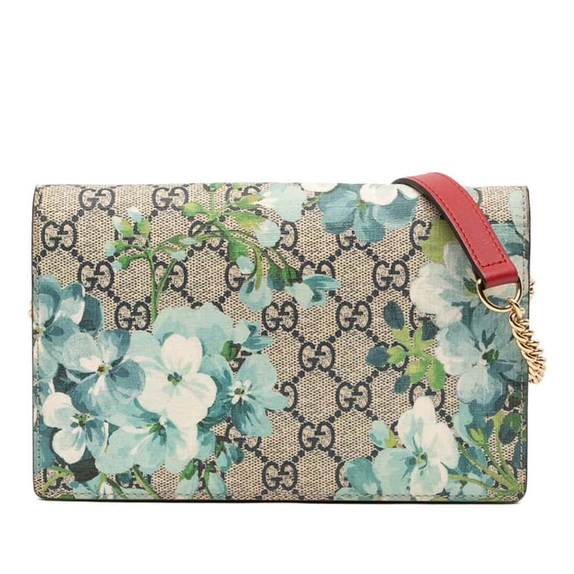 Gucci GG Supreme Blooms Wallet On Chain Brown Canvas Very good condition - Front View