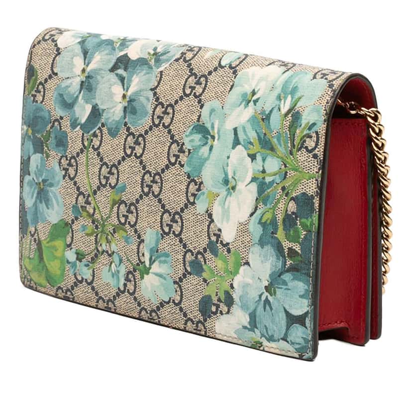 Gucci GG Supreme Blooms Wallet On Chain Brown Canvas Very good condition - Back View