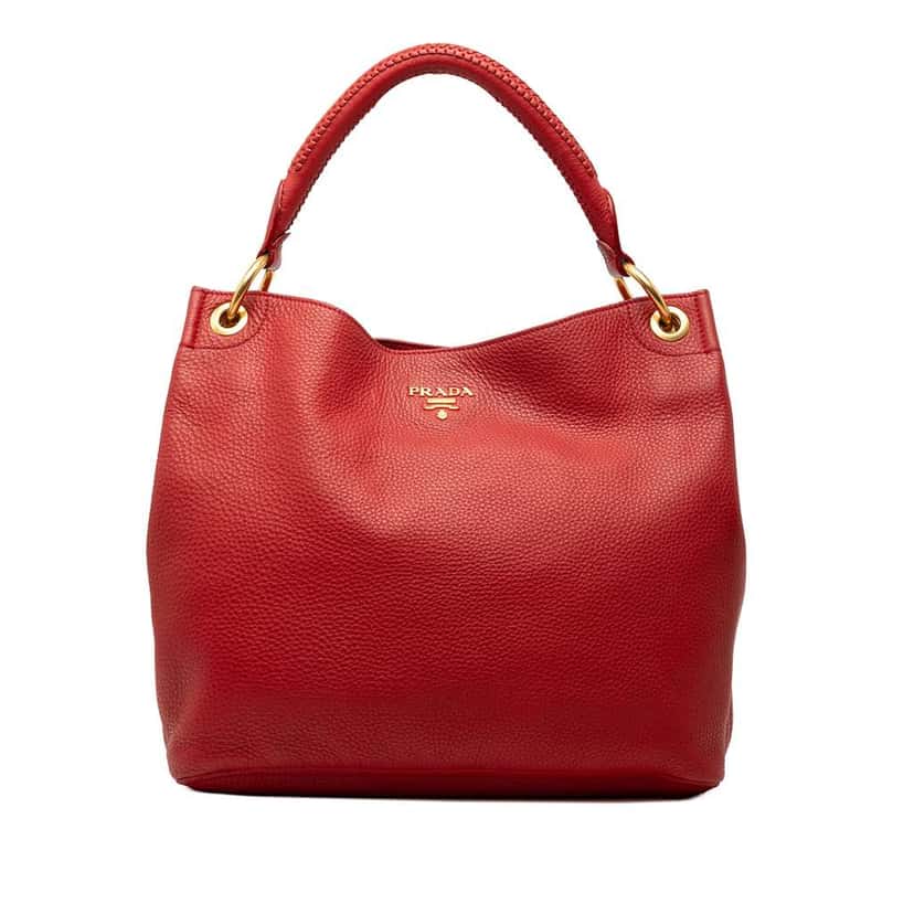 Prada Vitello Daino Hobo Bag Red Leather Very good condition - Front View