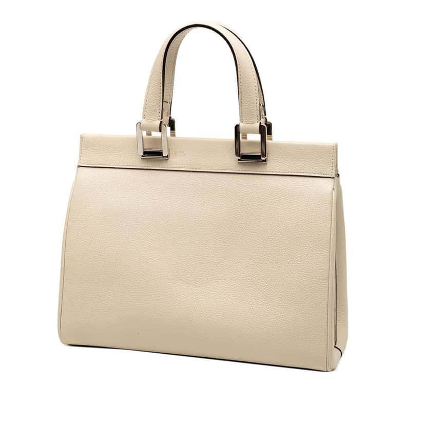 Gucci Small Grained Calfskin Zumi Top Handle Bag White Leather Very good condition - Back View