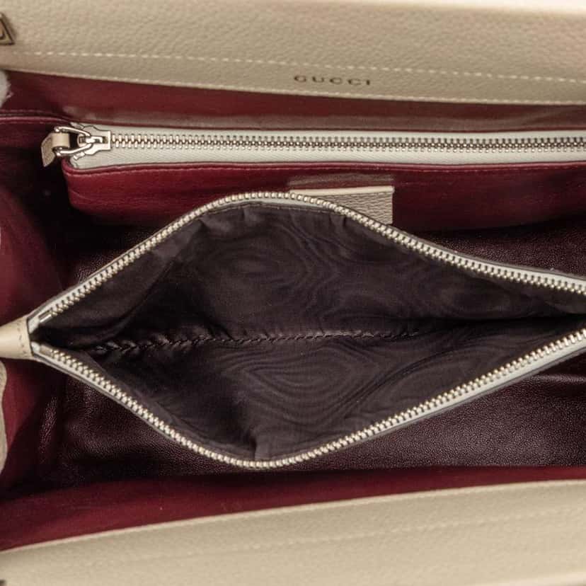 Gucci Small Grained Calfskin Zumi Top Handle Bag White Leather Very good condition - Model View