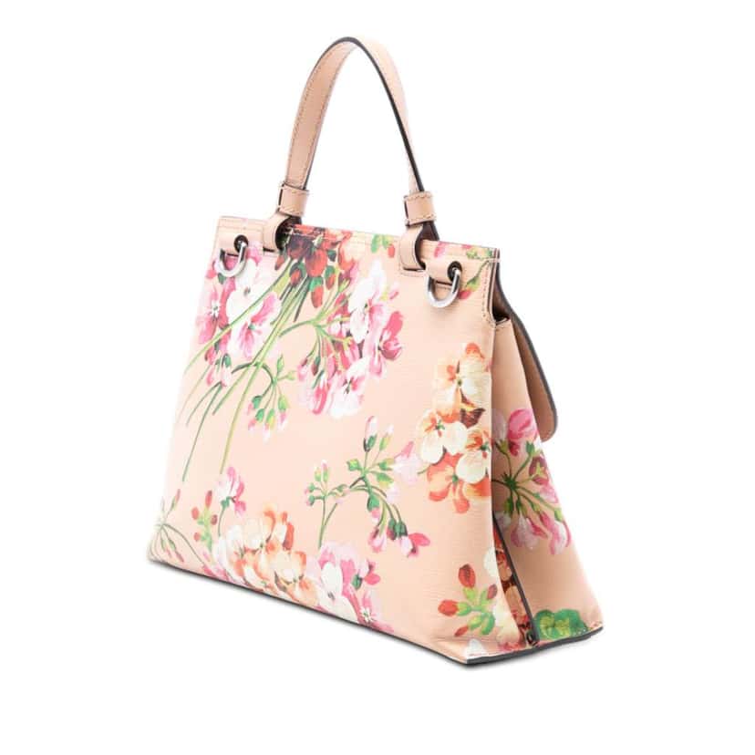 Gucci Small Calfskin Blooms Bamboo Daily Satchel Brown Leather Good condition - Back View