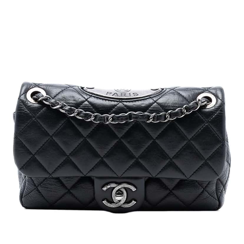Chanel Paris Dallas Small Quilted Calfskin Flap Black Leather Good condition - Front View