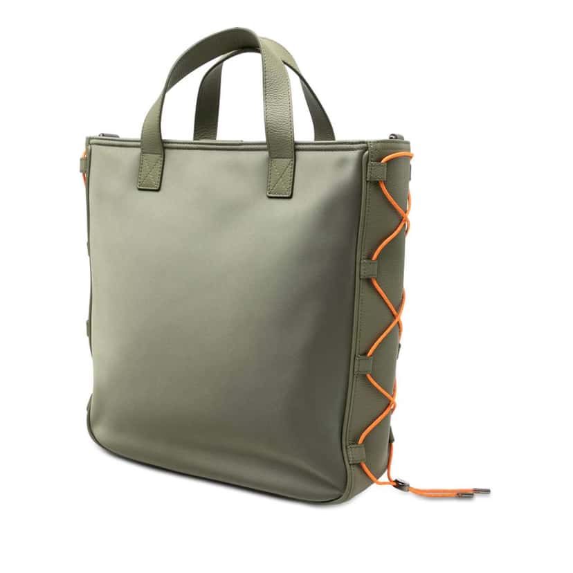 Dior Sacai Nylon and Leather Saddle Tote Green Good condition - Back View
