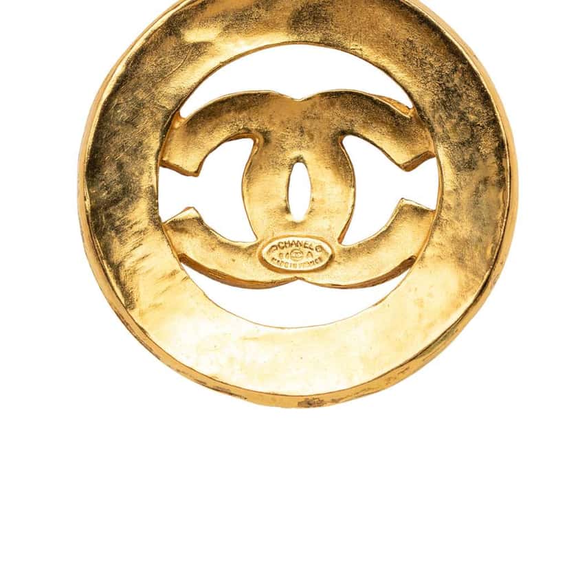 Chanel Gold Plated Gripoix CC Round Pendant Necklace Gold Metal Good condition - Inside View