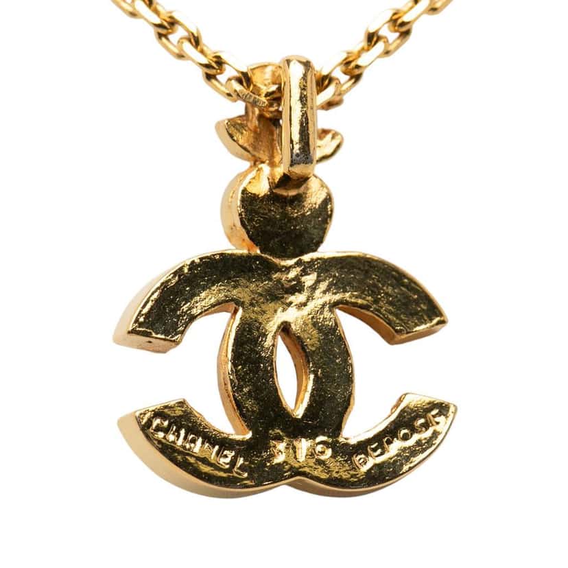 Chanel Gold Plated Enamel CC Pendant Necklace Gold Metal Good condition - Inside View