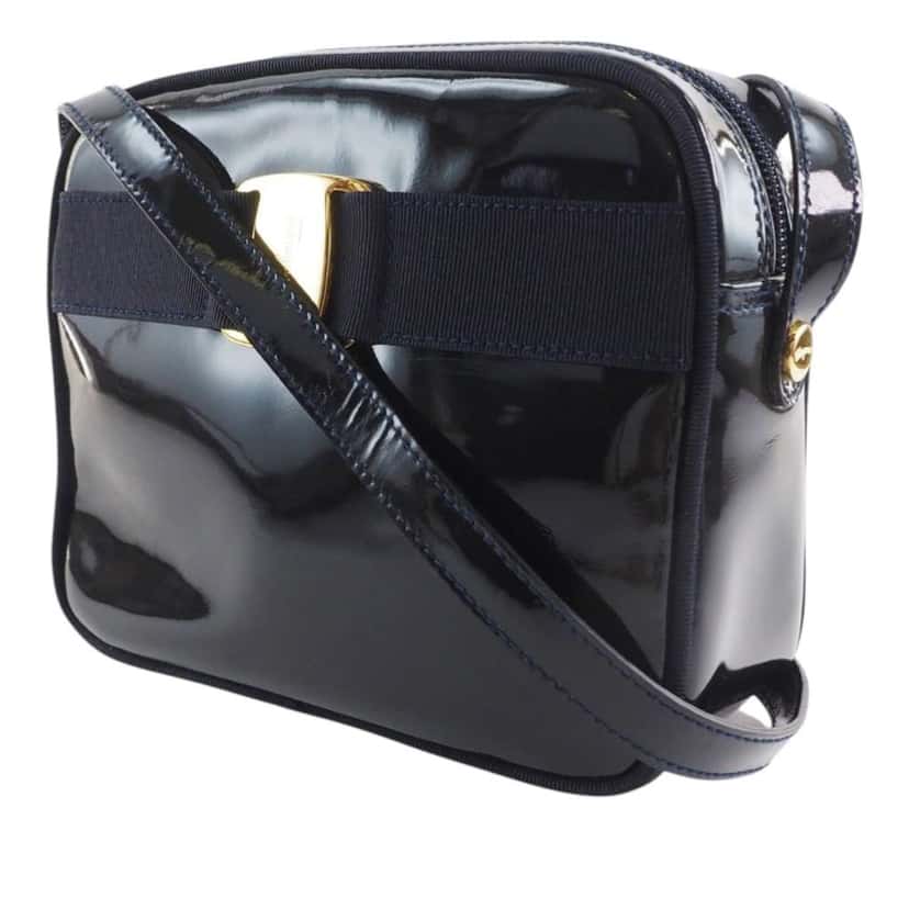 Salvatore Ferragamo Patent Vara Crossbody Blue Leather Very good condition - Inside View