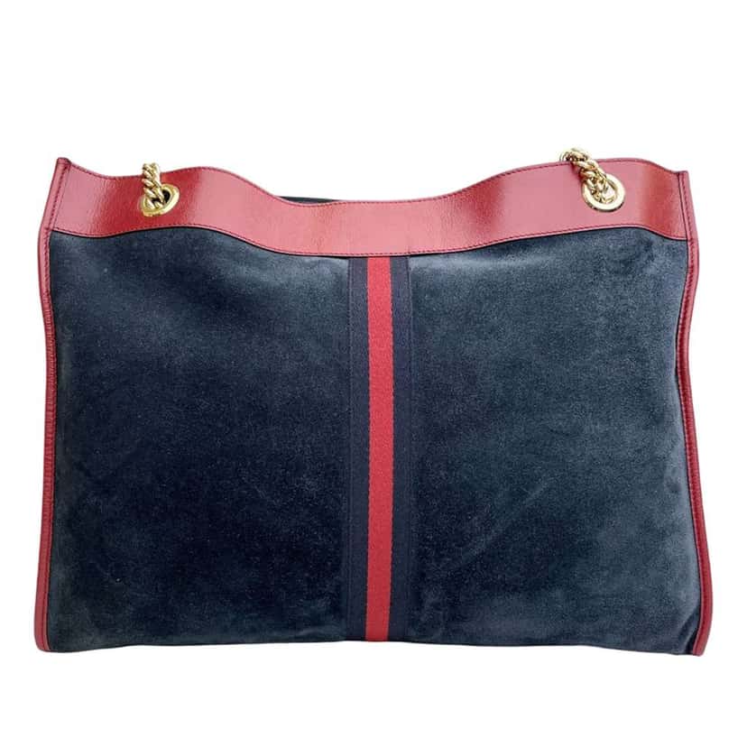Gucci Large Web Suede Rajah Tote Blue Leather Very good condition - Model View