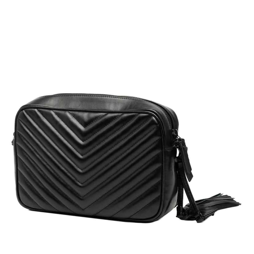 Saint Laurent Chevron Calfskin Monogram Monochrome Lou Camera Bag Black Leather Good condition - Back View