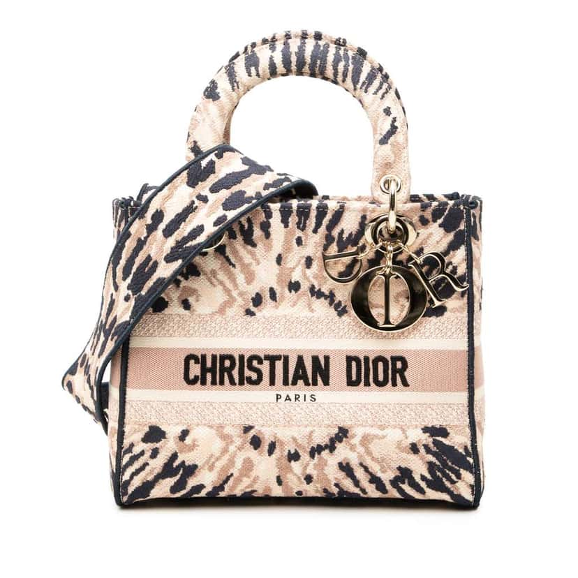 Dior Medium Embroidered Canvas Tie Dye Lady D Lite Pink Canvas Very good condition - Front View