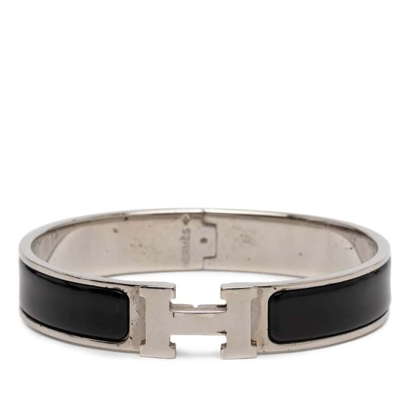 Hermès Narrow Enamel Clic H Bracelet PM Black Good condition - Front View