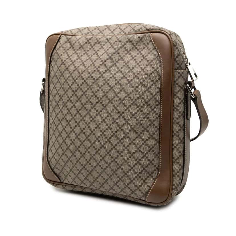 Gucci Diamante Coated Canvas Zip Crossbody Brown Canvas Very good condition - Back View