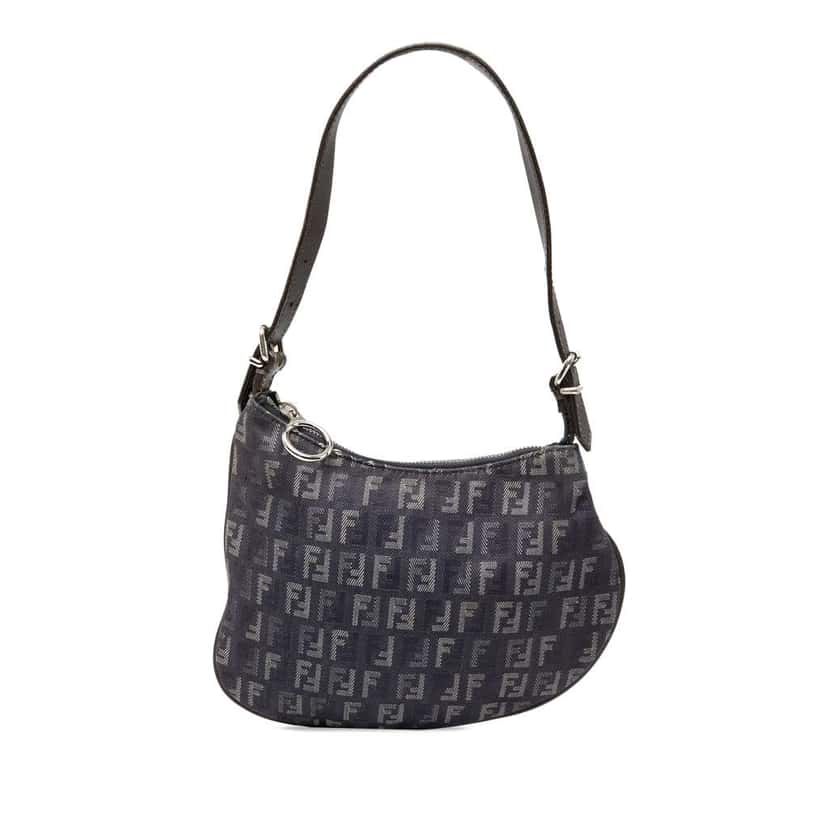 Fendi Zucchino Denim Oyster Shoulder Bag Blue Denim Good condition - Front View