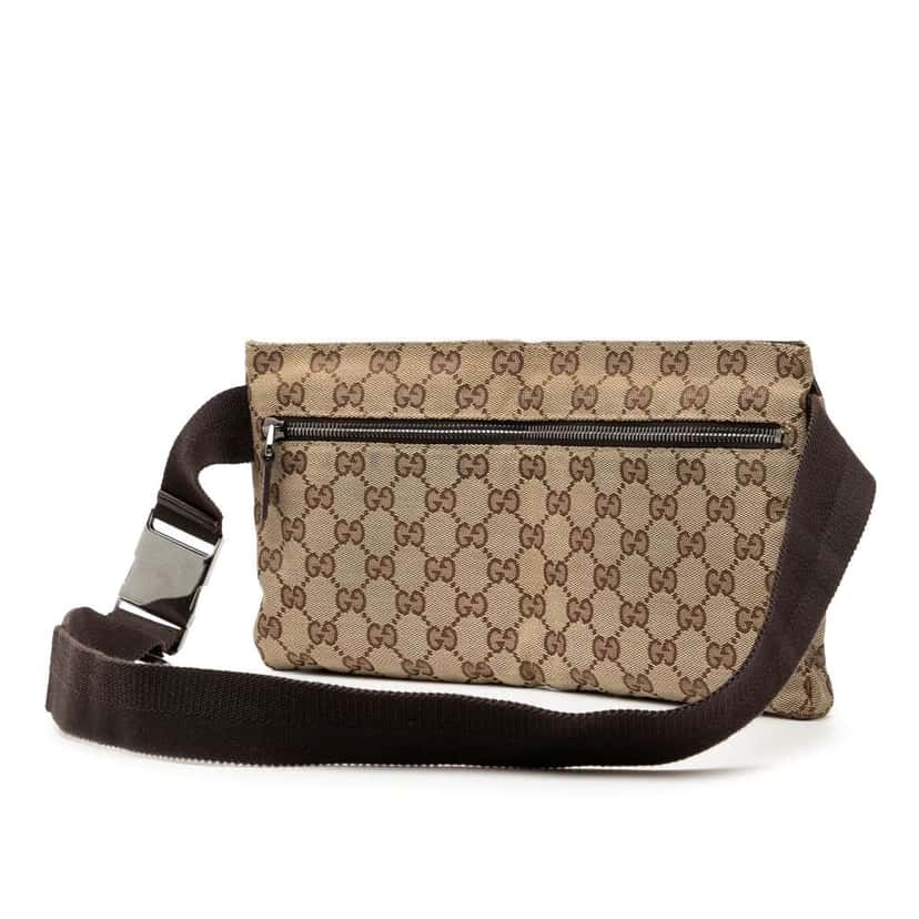 Gucci GG Canvas Double Pocket Belt Bag Brown Canvas Very good condition - Back View