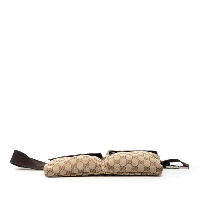 Gucci GG Canvas Double Pocket Belt Bag Brown Canvas Very good condition - Inside View