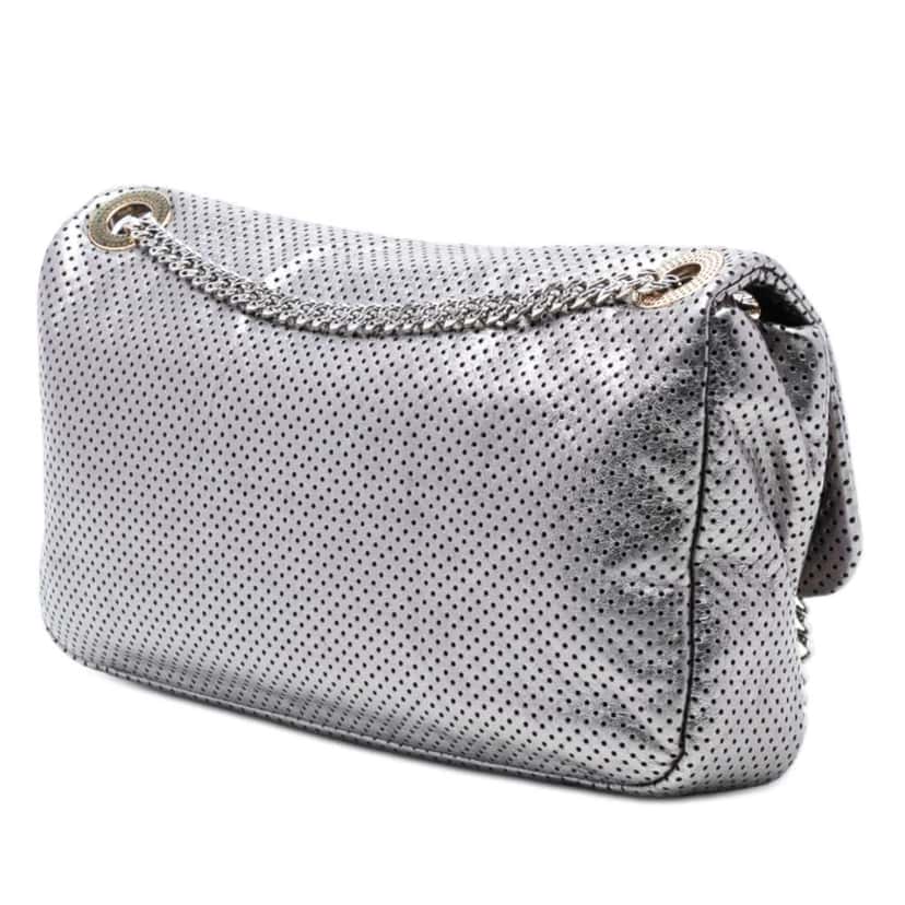 Chanel Medium Reissue Perforated Calfskin Drill Flap Silver Leather Good condition - Back View